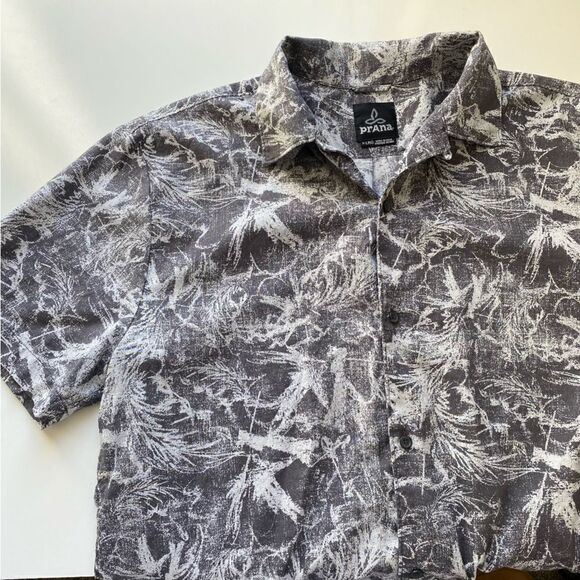 Prana cotton linen print button up shirt light weight size XL - Picture 4 of 9